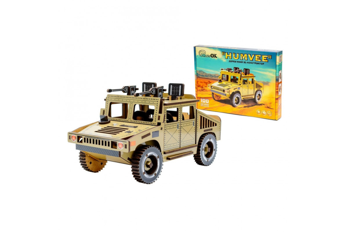 Дерев'яний 3D конструктор "Humvee" Puz-00927, 100 деталей Дерев'яний 3D конструктор "Humvee" Puz-00927, 100 деталей