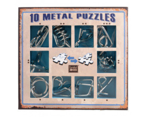 Набір головоломок 10 Metall Puzzles blue Eureka 3D Puzzle 473356, 10 головоломок