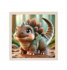 Дитячий дерев'яний пазл-вкладиш "Анкілозавр" MD 1509-7, 6 елементів 9,8 х 9,8 х 0,4 см