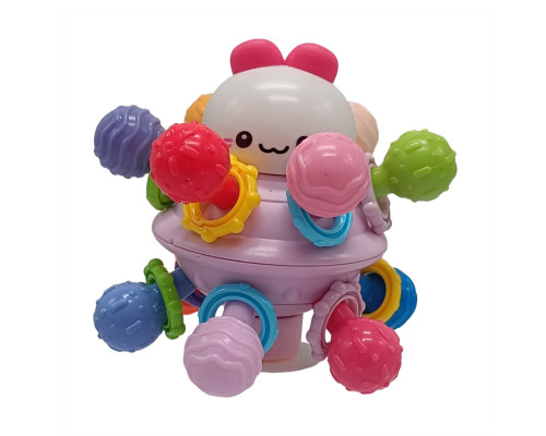 Детская погремушка "НЛО" 689 подвижные детали, на присоске Розовый