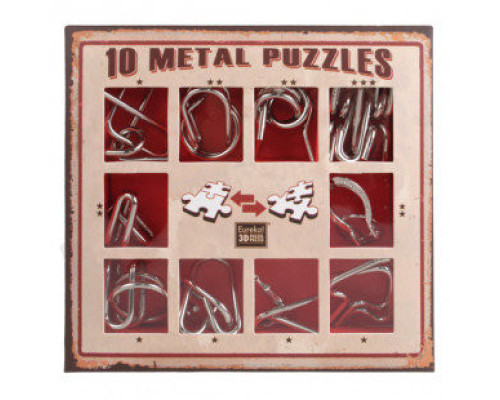 Набір головоломок 10 Metall Puzzles red Eureka 3D Puzzle 473358, 10 головоломок